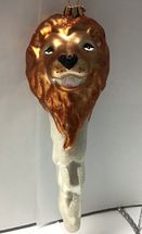 Glass Christmas ornament lion icicle 8 x 3