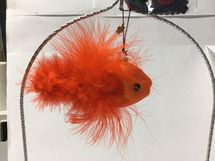 Glass Christmas ornament orange feather goldfish fish 4
