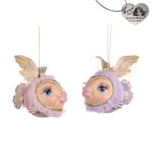 Goodwill Kissing fish ornament preorder chubby pink lavender fairy fish set of 2