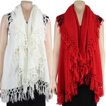 ivory cashmere feel vest shawl fringe by Magic scarf