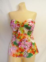 Jantzen Bandeau tankini Swimsuit 10 to 14 white, pink, orange