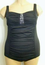Jantzen Women's sale Glitz and Glamour black bejeweled double front shirring swimsuit 
