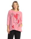 Jess & Jane tunic pink shirt Encanto hearts cotton slub size m or 1x
