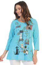 Sold Jess & Jane shirt blue Tunic dog Serenade size medium 