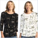 Jess & Jane shirt Cats World size M to XL black or white
