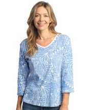 Sold Jess & Jane blue v-neck shirt Tropic Plus size 1x