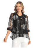 Jess & Jane Boucle Mesh cardigan Canvas black and white M to XL & 1x to 3x