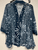 Jess & Jane Evangeline navy and white print Boucle mesh Cardigan M to XL & 1x to 3x