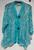 Jess & Jane Nautica aqua green and white floral print Boucle mesh cardigan M to XL & 1x to 3x