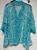 Jess & Jane Nautica aqua green and white floral print Boucle mesh cardigan M to XL & 1x to 3x