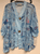 Jess & Jane Newport Blue beachy print Boucle Mesh 2 button Cardigan  M to XL & 1x to 3x