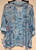 Jess & Jane Newport Blue beachy print Boucle Mesh 2 button Cardigan  M to XL & 1x to 3x