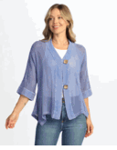 Jess & jane Pacific Blue Mineral washed Flounce Hem mesh 2 button cardigan