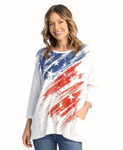 Jess & Jane tunic top Americana size L or XL