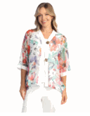 Jess & Jane Watercolor print Boucle mesh cardigan M to XL & 1x to 3x