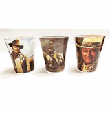 John Wayne set of 3 glass 3.2 oz shot glasses