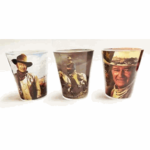 John Wayne set of 3 glass 3.2 oz shot glasses