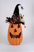 Karen Didion Halloween Lighted Tall fiber optic Pumpkin 31"