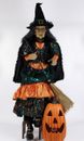 Karen Didion Halloween Sitting Witch with lighted pumpkin 54 inches