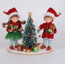 Karen Didion set of 2 Lighted Tree trimming elves 10.5 inches