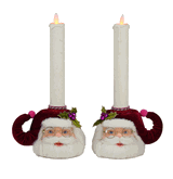 Katherine's Collection Merry Santa head candle holders set of 2 Merry & Magnificent 12.25"