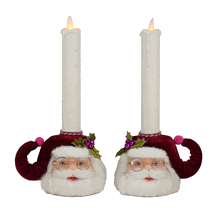 Katherine's Collection Merry Santa head candle holders set of 2 Merry & Magnificent 12.25"