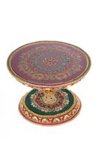 Katherine's Collection Christmas castle cake plate gold red green