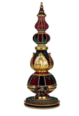 Katherine's Collection Christmas finial 30" Timeless tidings burgundy red green and gold