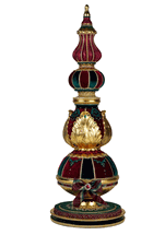 Katherine's Collection Christmas finial 30" Timeless tidings burgundy red green and gold