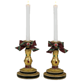 Katherine's Collection Timeless Tidings gold candlestick holders 16.5"