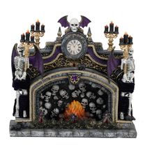 Katherine's Collection Halloween 2026 Kiss of Death Tabletop Hearth with skeletons 11"