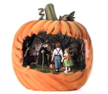 Katherine's Collection pumpkin scene witch & kids Halloween