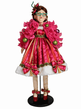 Katherine's Collection  Merry & Magnificent Mae doll Christmas 33" red, pink gold fairy lites