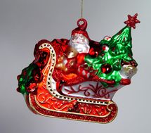 Katherine's collection  fabulous retro glass Santa Claus sleigh ornament