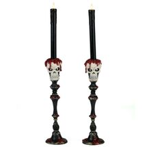 Katherine's Collection Halloween 2026 Kiss of Death Skull candlestick holder set of 2 20.5"