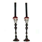 Katherine's Collection Halloween 2026 Kiss of Death Skull candlestick holder set of 2 20.5"
