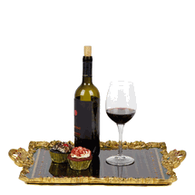 Katherine's Collection Timeless Tidings gold resin food safe tray 16" Christmas