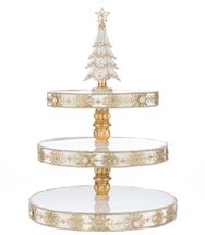 Katherines Collection Bells of Brilliance tiered serving tray white gold Christmas tree