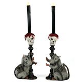 Katherine's Collection Halloween 2026 Kiss of Death Skull and Rat candle stick holders set of 2