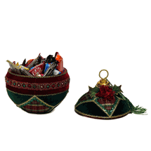 Katherine's Collection Christmas Timeless Tidings ornament velvet covered container12.5"
