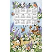 KayDee Designs 2026 calendar towel kitchen Playful puppy dog