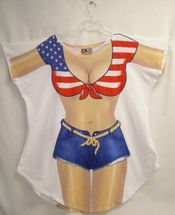 Sold L.A. Imprints Miss America Patriotic USA flag Cover-up jean one size or plus 