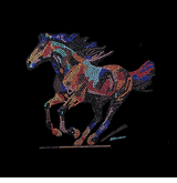 Multi horse rhinestone crystal shirt S to 3X