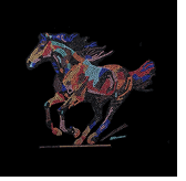 Multi horse rhinestone crystal shirt S to 3X