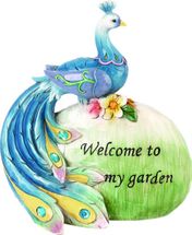 Peacock decorative figure Welcome to my garden 10"
