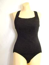 Penbrooke krinkle swimsuit X-back black Chlorine Proof size 14 or 16