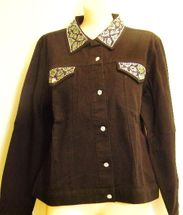 Christine Alexander black jacket green snakeskin size large