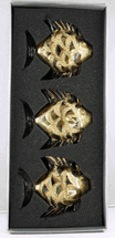 Seasons Designs Gold painted with glitter mouthblown Glass Fish Box set of 3