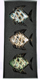 Seasons Designs clear glass fish ornaments in mutli colored glitter 
