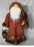 Seasons Designs 24" Bugundy coat Vintage Wine carrying Santa Claus 